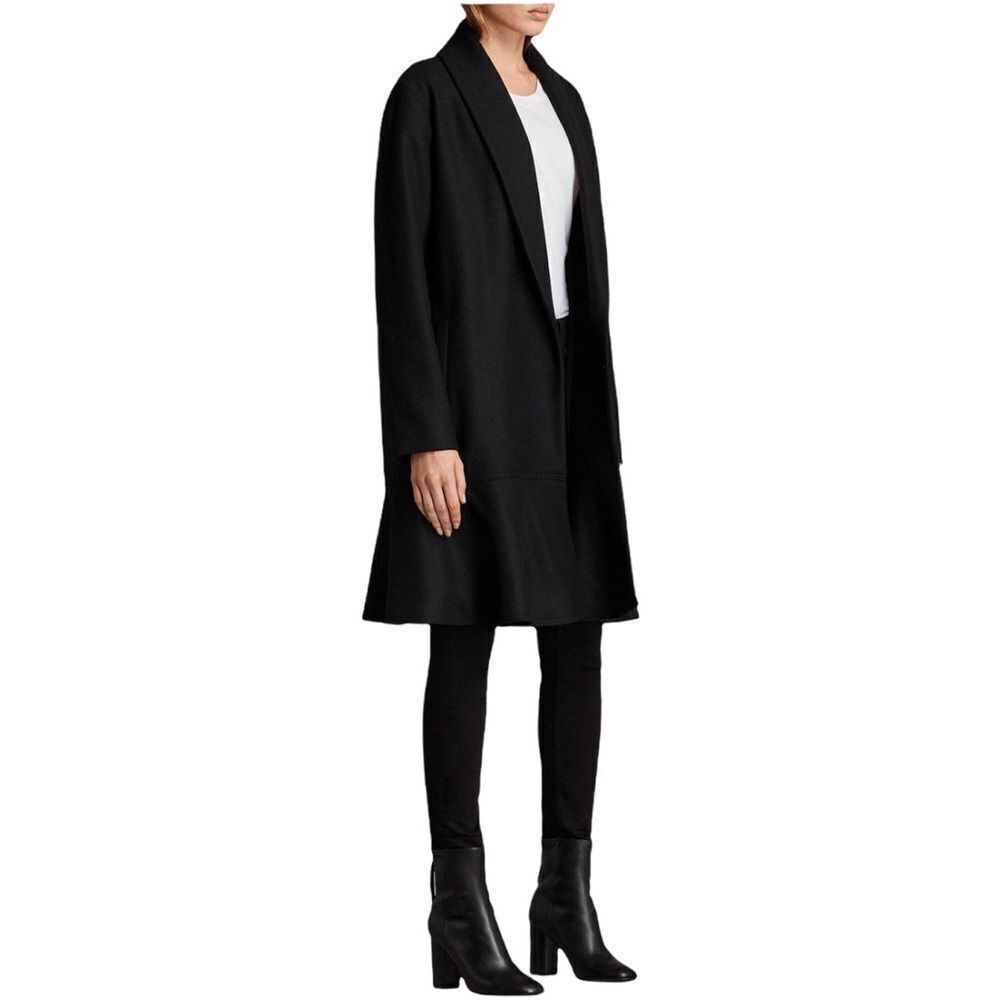 Allsaints Grace Black Italian Wool Blend Coat Size XS - Picture 2 of 14
